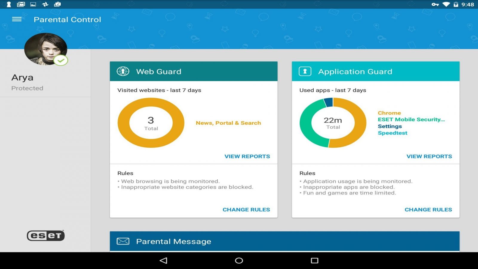 App control parental Eset Parental
